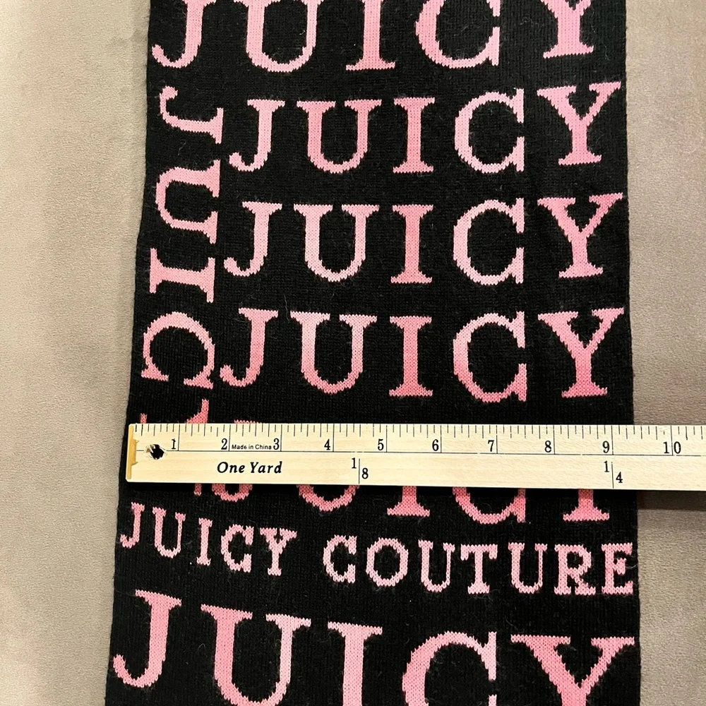 Juicy Couture Pink Black Logo Scarf 9 1/2 X 64